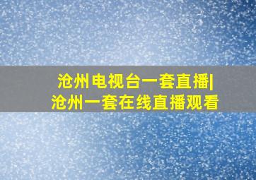 沧州电视台一套直播|沧州一套在线直播观看